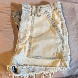 wild fable light blue frayed hem denim shorts